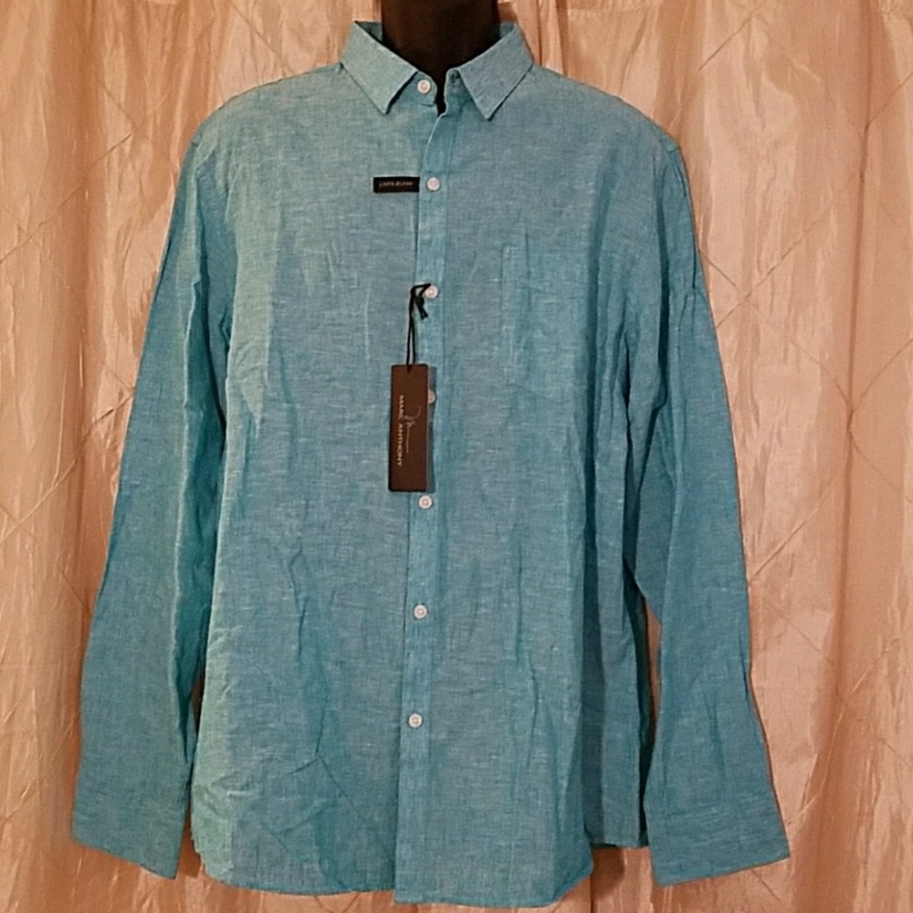 Marc Anthony aqua colored button down shirt
